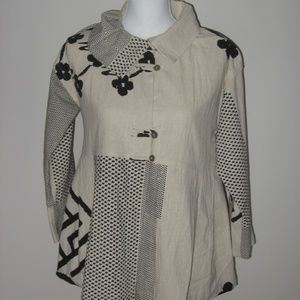 CUPCAKE Black/Beige Cotton Button Front Jacket "S"